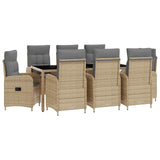Set da pranzo per esterni 9 pcs Beige e Grigio Chiaro