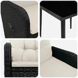 Set Tavolo da Salotto con cuscino 7 pcs Nero e Bianco Crema