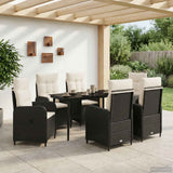 Set Tavolo da Salotto con cuscino 7 pcs Nero e Bianco Crema