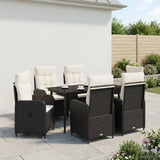 Set Tavolo da Salotto con cuscino 7 pcs Nero e Bianco Crema