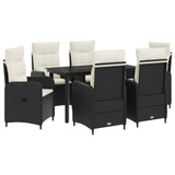 Set Tavolo da Salotto con cuscino 7 pcs Nero e Bianco Crema