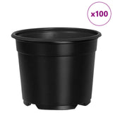 Vaso Rotondo per Fiori 100 pcs Nero  10 x 8 cm Plastica