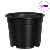 Vaso Rotondo per Fiori 200 pcs Nero  10 x 8 cm Plastica
