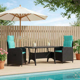 Set da pranzo per esterni 3 pcs Nero e Turchese polyrattan