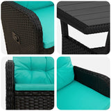 Set da pranzo per esterni 5 pcs Nero e Turchese polyrattan