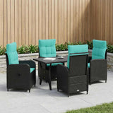Set da pranzo per esterni 5 pcs Nero e Turchese polyrattan
