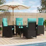 Set da pranzo per esterni 5 pcs Nero e Turchese polyrattan