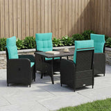 Set da pranzo per esterni 5 pcs Nero e Turchese polyrattan