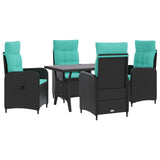 Set da pranzo per esterni 5 pcs Nero e Turchese polyrattan