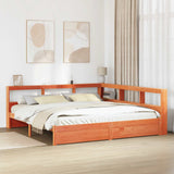 Letto Libreria con testiera 2 pcs Marrone cerato 200 x 200 cm