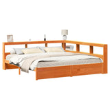 Letto Libreria con testiera 2 pcs Marrone cerato 200 x 200 cm