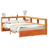 Letto Libreria con testiera 2 pcs Marrone cerato 200 x 140 cm