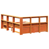 Letto Libreria con testiera 2 pcs Marrone cerato 200 x 140 cm