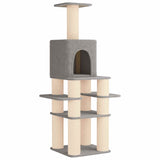 Albero per gatti con pali per graffiare in sisal Grigio Chiaro