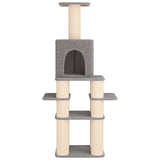 Albero per gatti con pali per graffiare in sisal Grigio Chiaro