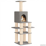 Albero per gatti con pali per graffiare in sisal Grigio Chiaro