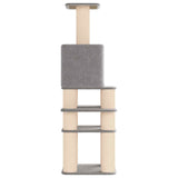 Albero per gatti con pali per graffiare in sisal Grigio Chiaro