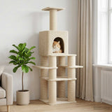 Albero per gatti con pali per graffiare in sisal Crema 180 cm
