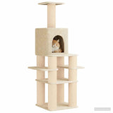 Albero per gatti con pali per graffiare in sisal Crema 180 cm