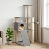 Albero per gatti con pali per graffiare in sisal Grigio Chiaro