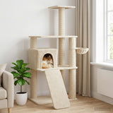 Albero per gatti con pali per graffiare in sisal Crema 173 cm