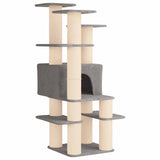 Albero per gatti con pali per graffiare in sisal Grigio Chiaro