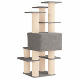 Albero per gatti con pali per graffiare in sisal Grigio Chiaro