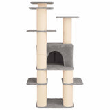 Albero per gatti con pali per graffiare in sisal Grigio Chiaro