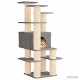 Albero per gatti con pali per graffiare in sisal Grigio Chiaro