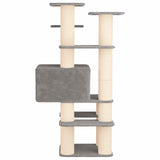 Albero per gatti con pali per graffiare in sisal Grigio Chiaro