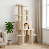 Albero per gatti con pali per graffiare in sisal Crema 161 cm