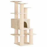 Albero per gatti con pali per graffiare in sisal Crema 161 cm