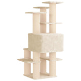 Albero per gatti con pali per graffiare in sisal Crema 161 cm