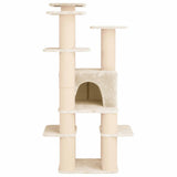 Albero per gatti con pali per graffiare in sisal Crema 161 cm