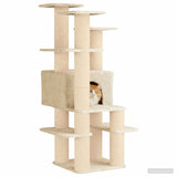 Albero per gatti con pali per graffiare in sisal Crema 161 cm