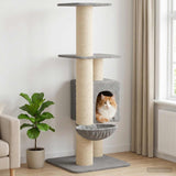 Albero per gatti con pali per graffiare in sisal Grigio Chiaro