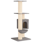 Albero per gatti con pali per graffiare in sisal Grigio Chiaro