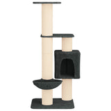 Albero per gatti con pali per graffiare in sisal Grigio Scuro