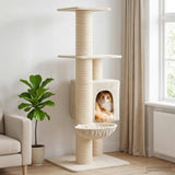 Albero per gatti con pali per graffiare in sisal Crema 137 cm