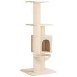 Albero per gatti con pali per graffiare in sisal Crema 137 cm