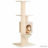 Albero per gatti con pali per graffiare in sisal Crema 137 cm