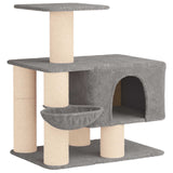 Albero per gatti con pali per graffiare in sisal Grigio Chiaro