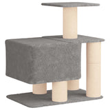 Albero per gatti con pali per graffiare in sisal Grigio Chiaro