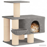 Albero per gatti con pali per graffiare in sisal Grigio Chiaro
