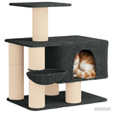 Albero per gatti con pali per graffiare in sisal Grigio Scuro