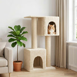 Albero per gatti con pali per graffiare in sisal Crema 114 cm