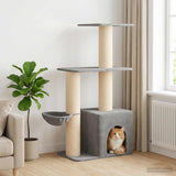 Albero per gatti con pali per graffiare in sisal Grigio Chiaro