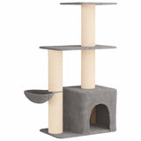 Albero per gatti con pali per graffiare in sisal Grigio Chiaro