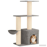 Albero per gatti con pali per graffiare in sisal Grigio Chiaro