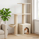 Albero per gatti con pali per graffiare in sisal Crema 133 cm